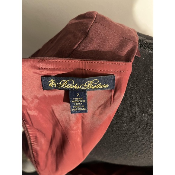 Brooks Brothers Dress Womens 2 Burgundy Wool‎ Blend Sheath Square Neck Office - Picture 10 of 16